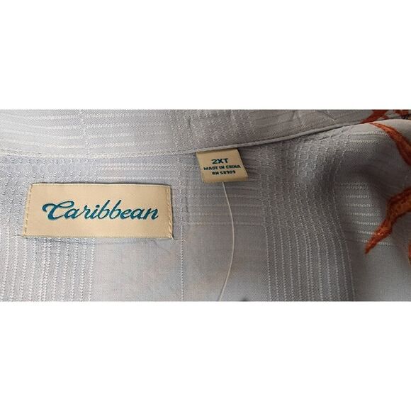 Caribbean Hawaiian Shirt Multicolor Blue Floral Button Down Size 2XT NWT - Picture 7 of 9